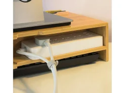 SoBuy Base de tela com gaveta, elevador de tela de escritório, elevador para monitor de mesa BBF03-N