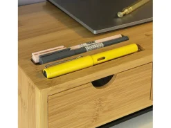 SoBuy Base de tela com gaveta, elevador de tela de escritório, elevador para monitor de mesa BBF03-N