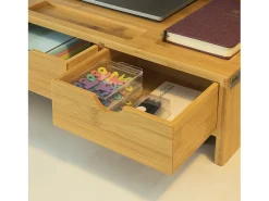 SoBuy Base de tela com gaveta, elevador de tela de escritório, elevador para monitor de mesa BBF03-N