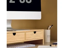 SoBuy Base de tela com gaveta, elevador de tela de escritório, elevador para monitor de mesa FRG198-N