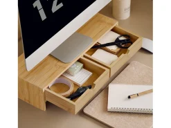 SoBuy Base de tela com gaveta, elevador de tela de escritório, elevador para monitor de mesa FRG198-N