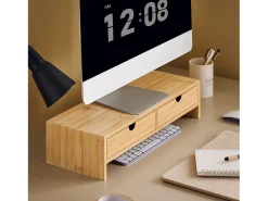 SoBuy Base de tela com gaveta, elevador de tela de escritório, elevador para monitor de mesa FRG198-N
