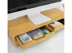 SoBuy Base de tela com gaveta, elevador de tela de escritório, elevador para monitor de mesa BBF04-N