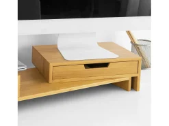 SoBuy Base de tela com gaveta, elevador de tela de escritório, elevador para monitor de mesa BBF04-N