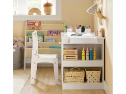 SoBuy borda lego, conjunto de mesa e cadeira para crianças, escritório infantil KMB60-W