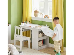 SoBuy borda lego, conjunto de mesa e cadeira para crianças, escritório infantil KMB60-W