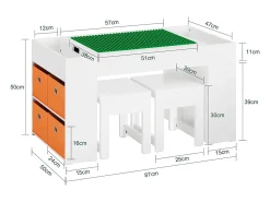 SoBuy borda lego, conjunto de mesa e cadeira para crianças, escritório infantil KMB75-W