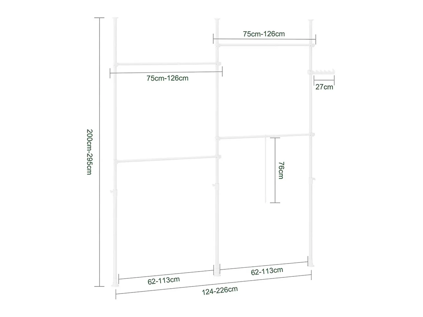 SoBuy Cabide de Pé Telescópico Branco 62x62x200cm Funcional KLS03-II-W