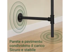 SoBuy Cabide Industrial de Parede, 3 Barras e 3 Prateleiras em MDF, Preto
