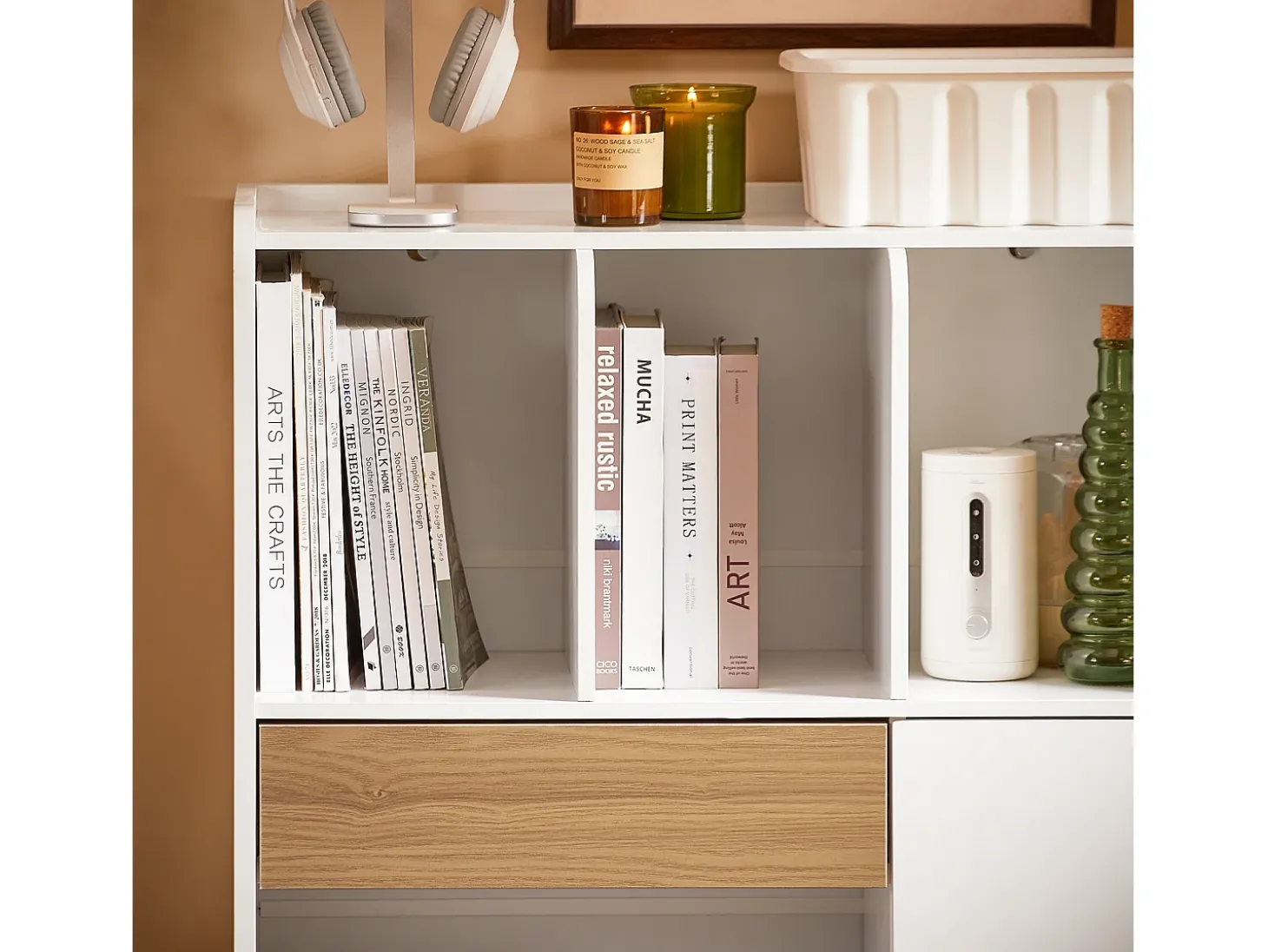 SoBuy escada de madeira, escada decorativa, escritório STR11-WN