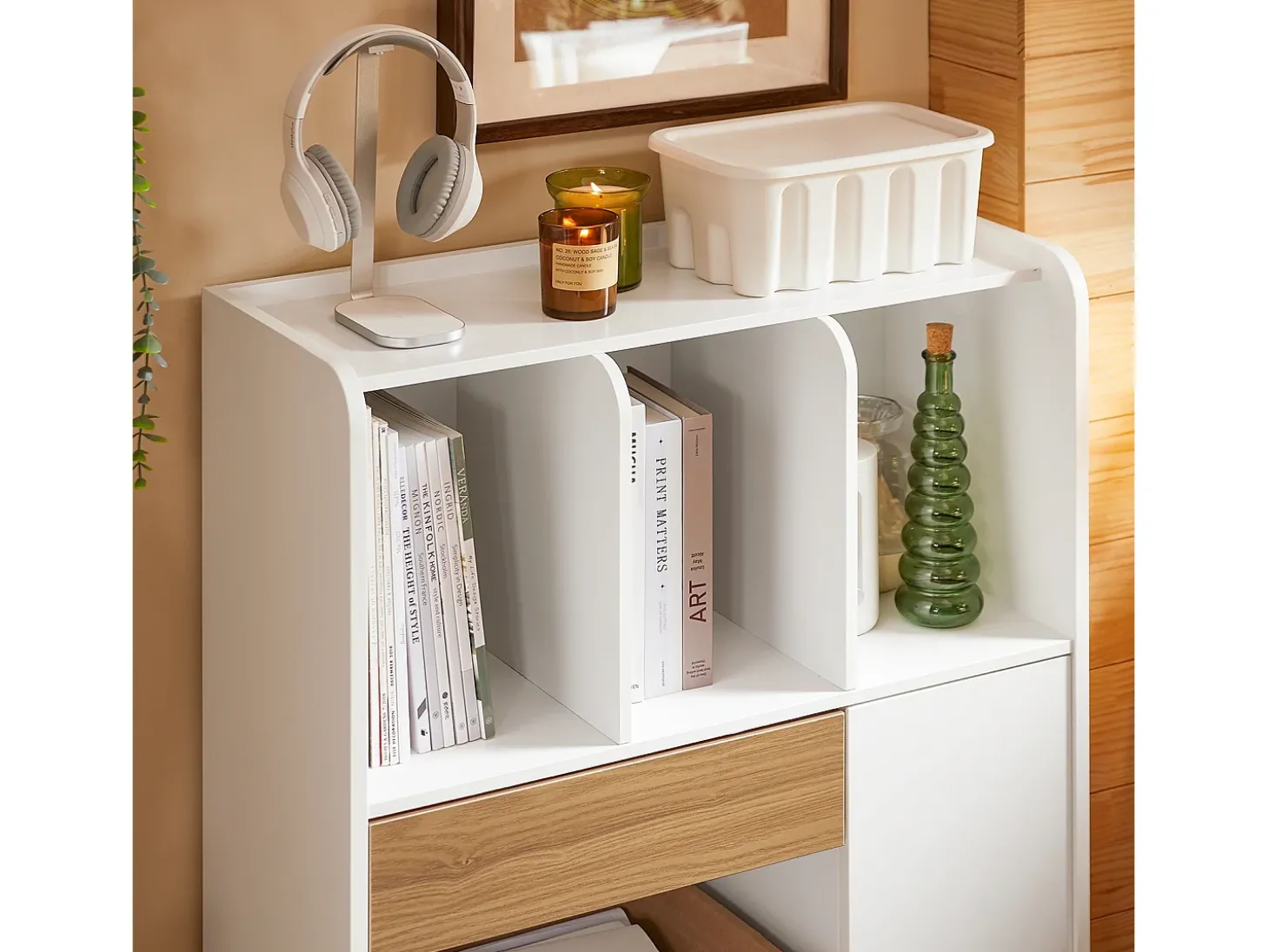 SoBuy escada de madeira, escada decorativa, escritório STR11-WN