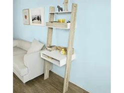 SoBuy escada de madeira, escada decorativa, escritório FRG111-WN
