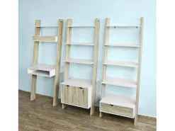 SoBuy escada de madeira, escada decorativa, escritório FRG111-WN