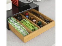 SoBuy FRG280-SCH Recipiente para cápsulas e cápsulas de café 4 compartimentos de madeira