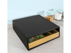 SoBuy FRG280-SCH Recipiente para cápsulas e cápsulas de café 4 compartimentos de madeira