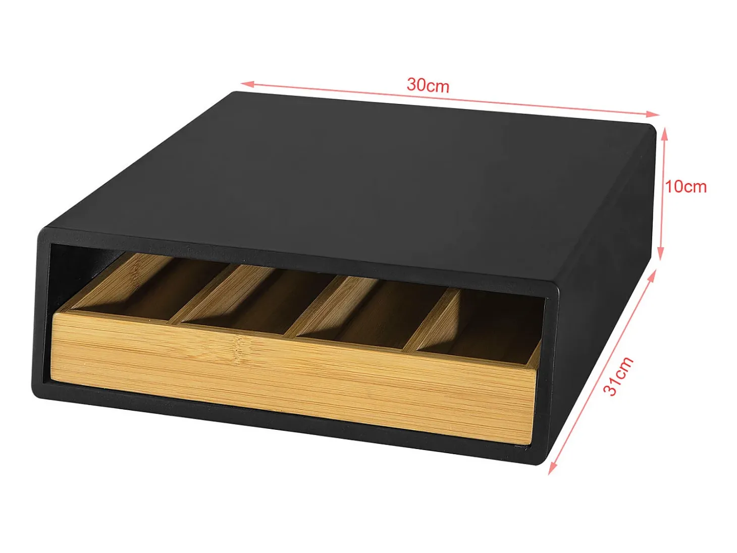 SoBuy FRG280-SCH Recipiente para cápsulas e cápsulas de café 4 compartimentos de madeira