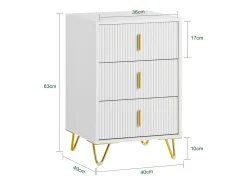 SoBuy Mesa de cabeceira com 3 gavetas FBT115-L-W