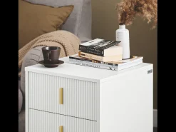 SoBuy Mesa de cabeceira com 3 gavetas FBT115-L-W