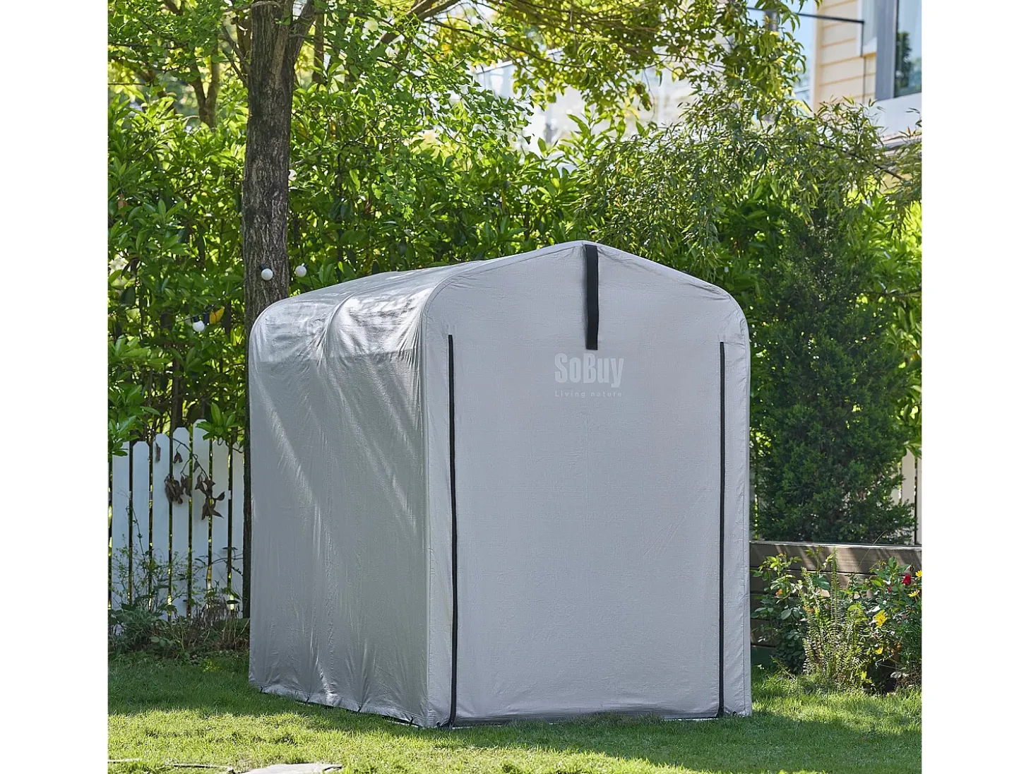 Sobuy Outdoor Car Garage Bicycle Box Tent Tenda à prova de água para carros, motas e ferramentas Garden Shed e Outdoor Storage Silver 120x176x163 cm KLS11-K