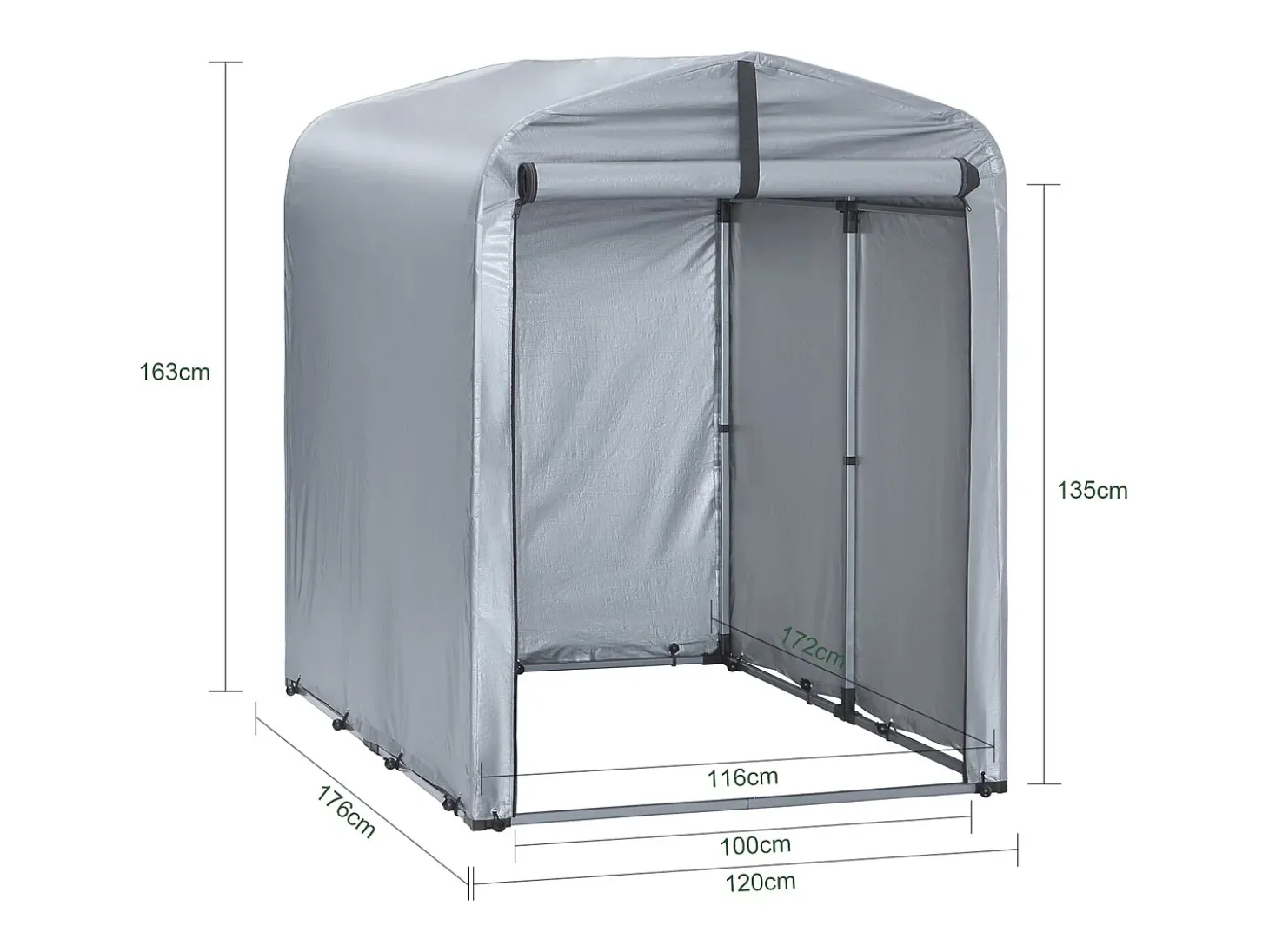Sobuy Outdoor Car Garage Bicycle Box Tent Tenda à prova de água para carros, motas e ferramentas Garden Shed e Outdoor Storage Silver 120x176x163 cm KLS11-K