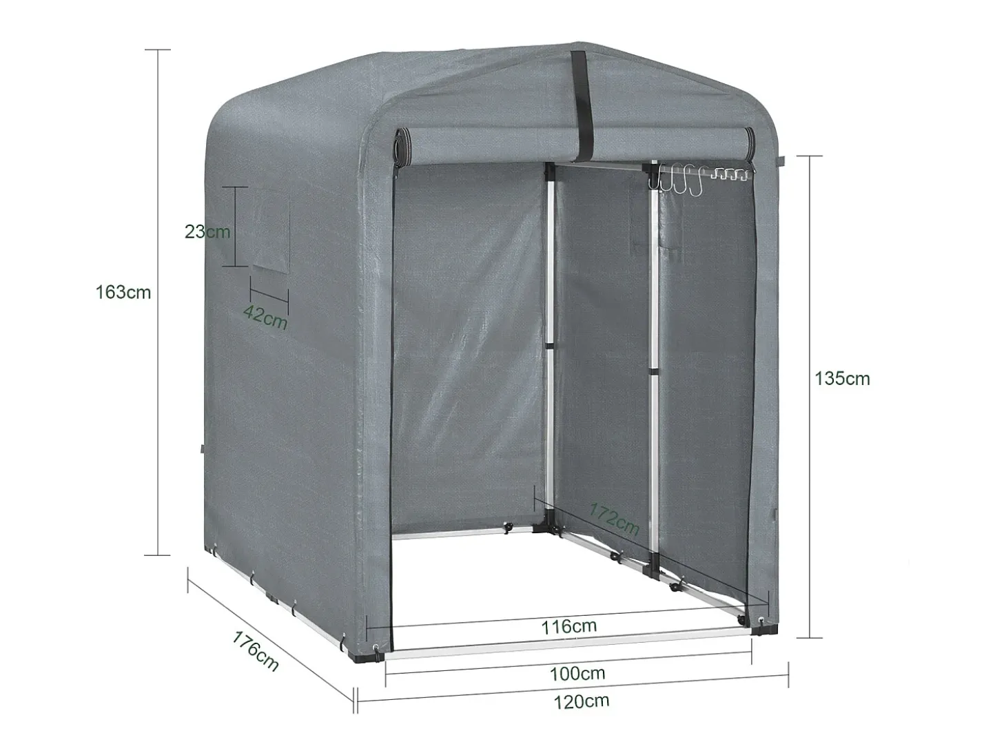 Sobuy Outdoor Car Garage Bicycle Box Tent Tenda impermeável para carros, motas e ferramentas Garden Shed e Outdoor Storage Grey 120x176x163 cm KLS11-DG