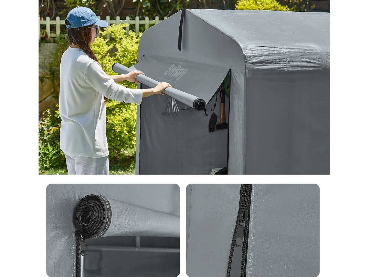Sobuy Outdoor Car Garage Bicycle Box Tent Tenda impermeável para carros, motas e ferramentas Garden Shed e Outdoor Storage Grey 120x176x163 cm KLS11-DG
