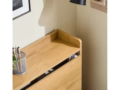 SoBuy Secretária de escritório com prateleiras que poupa espaço Mesa de parede dobrável Secretária de computador dobrável Secretária natural 64x58x82cm FWT92-N