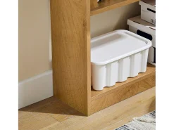 SoBuy Secretária de escritório com prateleiras que poupa espaço Mesa de parede dobrável Secretária de computador dobrável Secretária natural 64x58x82cm FWT92-N