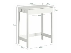 SoBuy Secretária pequena com gaveta de canto em madeira Branco L60*D40*H76cm FWT43-W