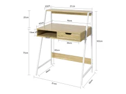 SoBuy Secretária pequena com estante, gaveta e cubo Tampo da mesa W76*D50*H75 cm FWT63-N