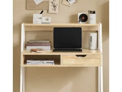 SoBuy Secretária pequena com estante, gaveta e cubo Tampo da mesa W76*D50*H75 cm FWT63-N