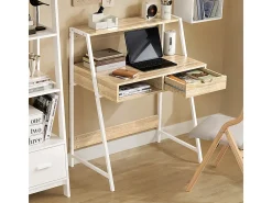 SoBuy Secretária pequena com estante, gaveta e cubo Tampo da mesa W76*D50*H75 cm FWT63-N