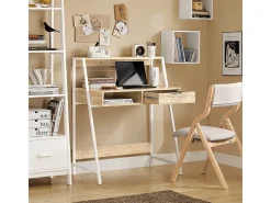 SoBuy Secretária pequena com estante, gaveta e cubo Tampo da mesa W76*D50*H75 cm FWT63-N