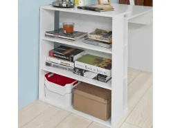 SoBuy Secretária,Suporte para PC,Mesa para computador,com gaveta e três prateleiras,branco,FWT35-W,PT