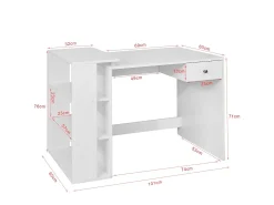SoBuy Secretária,Suporte para PC,Mesa para computador,com gaveta e três prateleiras,branco,FWT35-W,PT