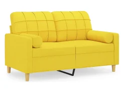 Sofá 2 lug. + almofadas decorativas 120 cm tecido amarelo-claro