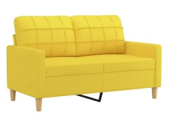 Sofá 2 lug. + almofadas decorativas 120 cm tecido amarelo-claro