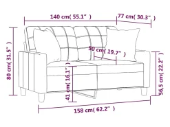 Sofá 2 lugares + almofadas decoração 140 cm couro artif. preto