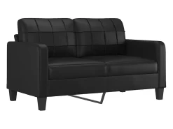 Sofá 2 lugares + almofadas decoração 140 cm couro artif. preto