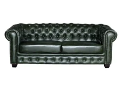 Sofá 3+2 lugares 100% pele de búfalo Verde imperial estilo chesterfield - BRENTON