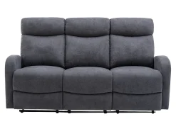 Sofá 3+2 lugares articulado em tecido cinza estilo contemporâneo - EVELYN