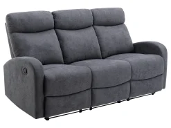 Sofá 3+2 lugares articulado em tecido cinza estilo contemporâneo - EVELYN