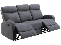 Sofá 3+2 lugares articulado em tecido cinza estilo contemporâneo - EVELYN