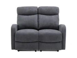 Sofá 3+2 lugares articulado em tecido cinza estilo contemporâneo - EVELYN
