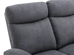 Sofá 3+2 lugares articulado em tecido cinza estilo contemporâneo - EVELYN