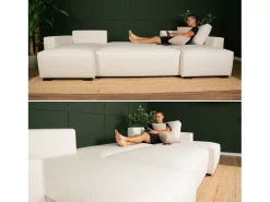 Sofá 5 lugares Bege - chaise avec cama panorâmica (317 x 157 x 91 cm) - JORDAN