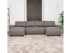 Sofá 5 lugares Cinzento - chaise avec cama panorâmica (317 x 157 x 91 cm) - JORDAN