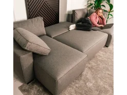 Sofá 5 lugares Cinzento - chaise avec cama panorâmica (317 x 157 x 91 cm) - JORDAN