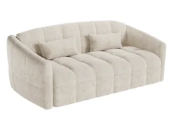 Sofá 4 lugares conversível abertura rápidaem veludo bege cama 160 cm RETUNA