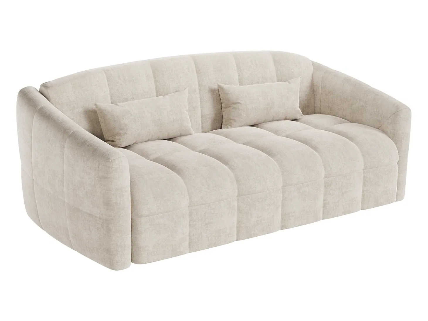 Sofá 4 lugares conversível abertura rápidaem veludo bege cama 160 cm RETUNA